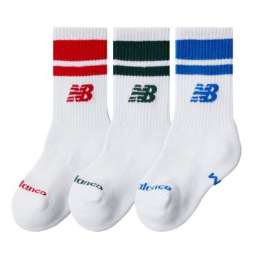 KIDS' EVERYDAY STRIPE MIDCALF SOCKS 'WHITE'